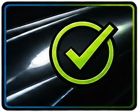 Lime checkmark over finished glossy paint, representing the final inspection