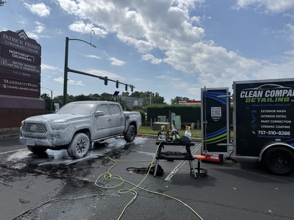On-site foam wash: Our trailer brings its own water and power (Clean Company Detailing)